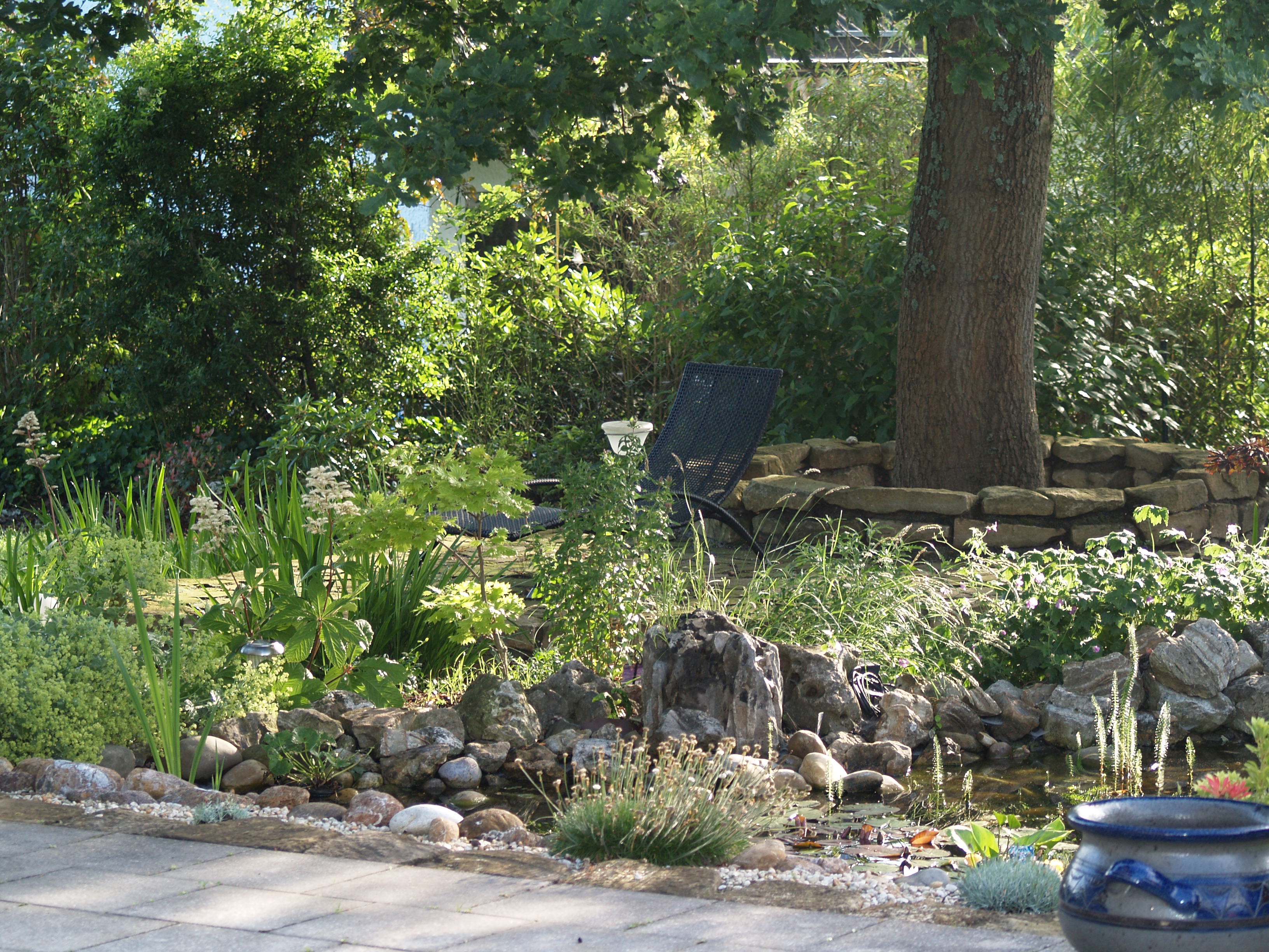 Naturnaher Garten mit Teich und altem Baumbestand